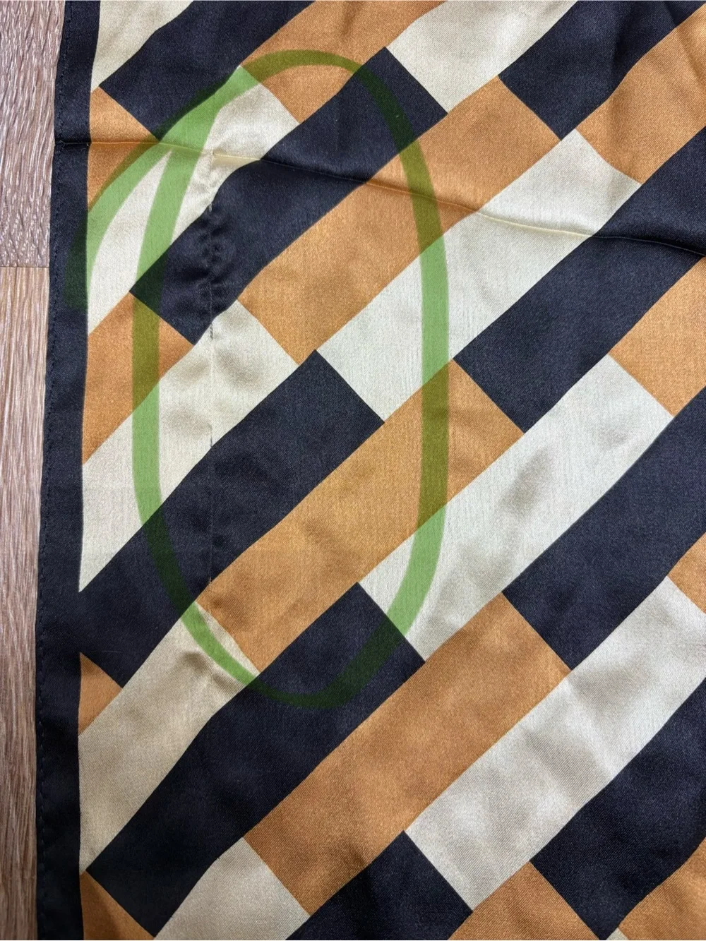 Ellen Tracy Black, Gold & Cream Striped Silk Scarf